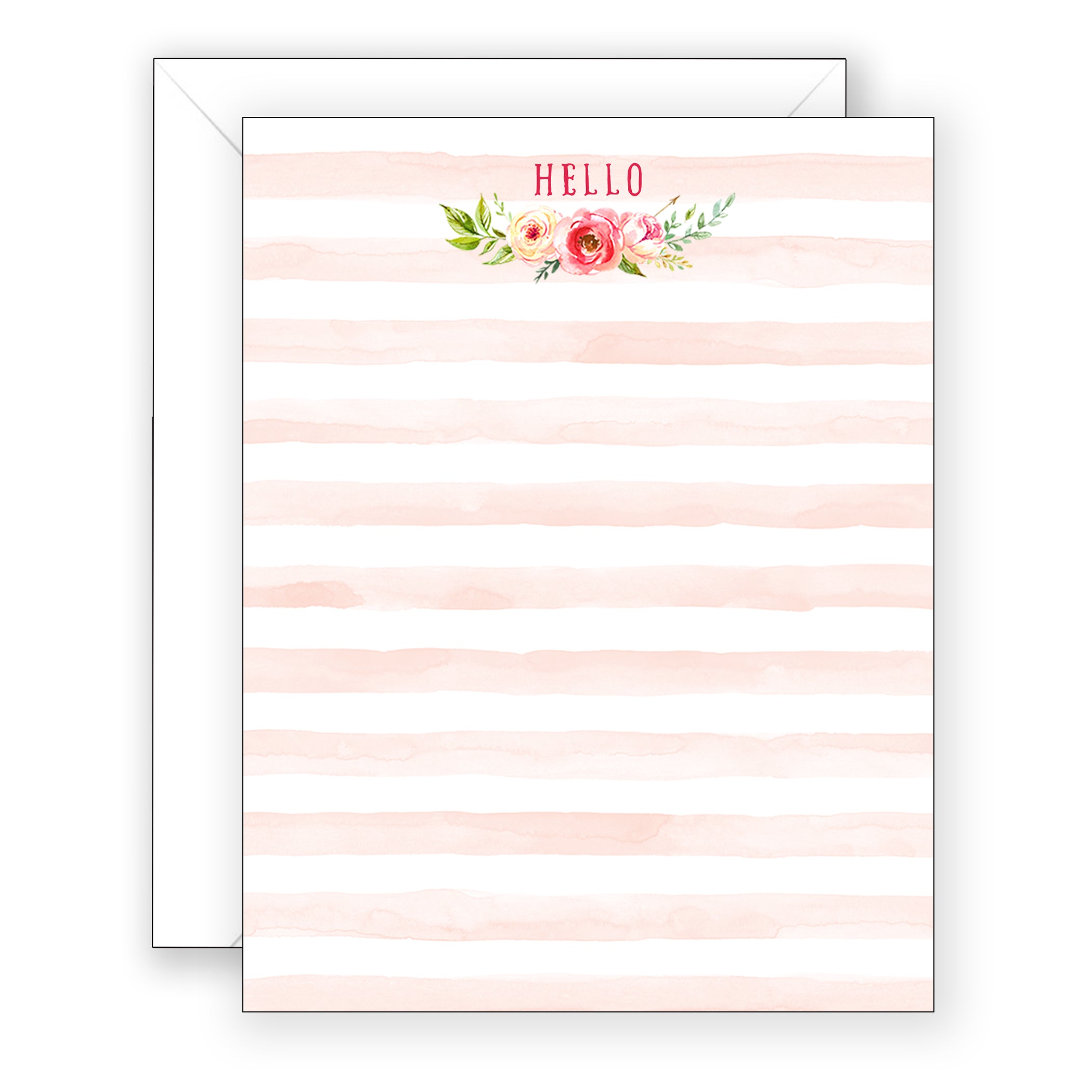 Hello Peach Stripe Flat Boxed Notes