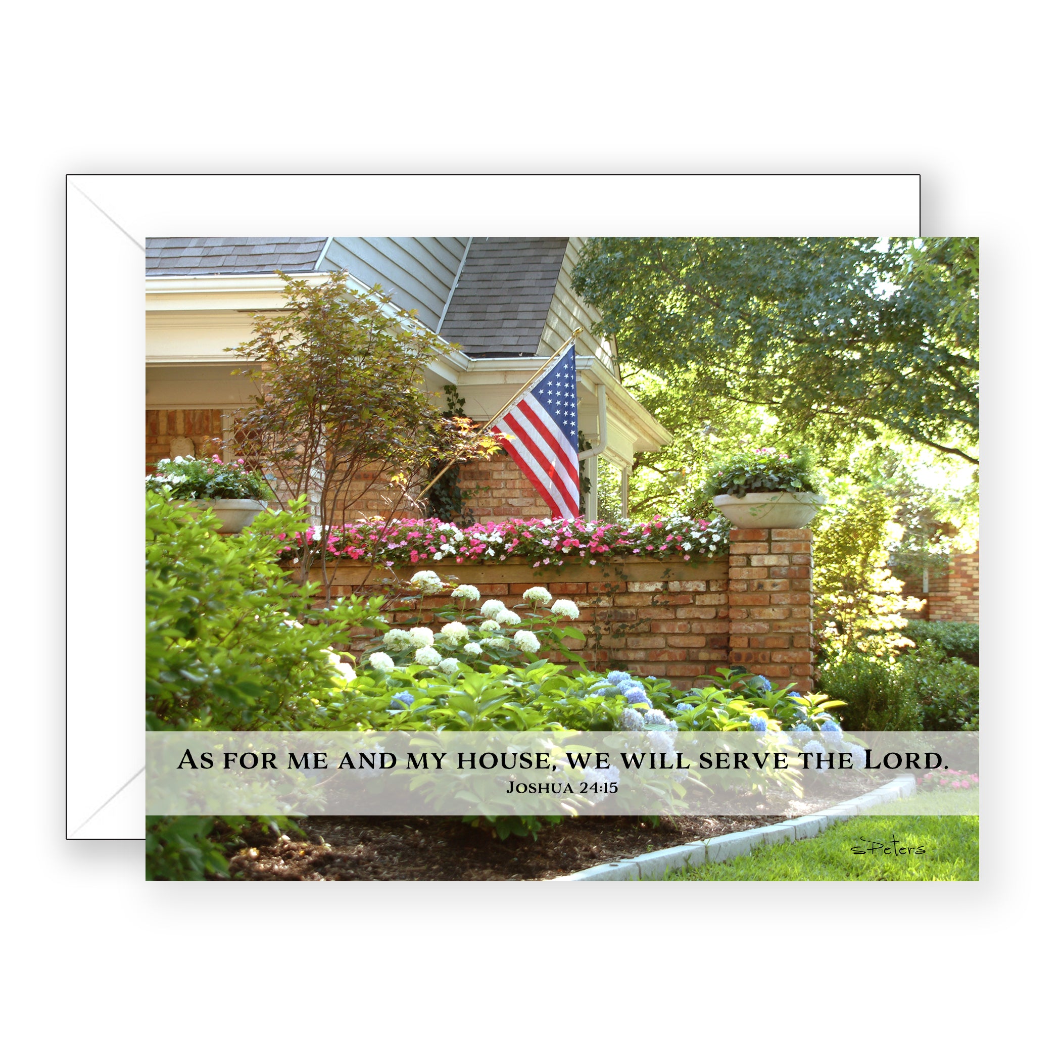 American Flag (Joshua 24:15) - Encouragement Card (Blank)
