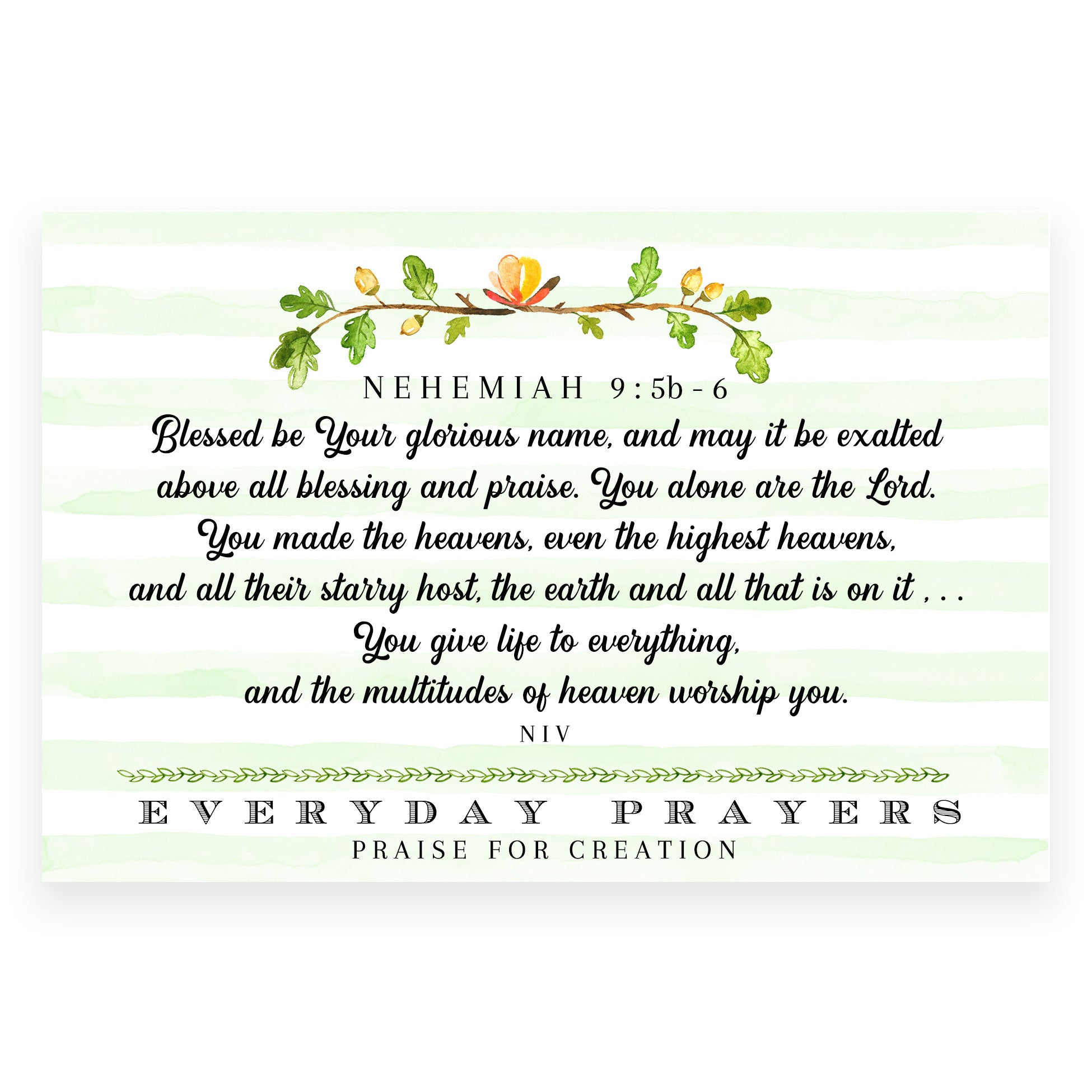 Blessed Be Your Name (Nehemiah 9:5b-6) - Everyday Prayer Card