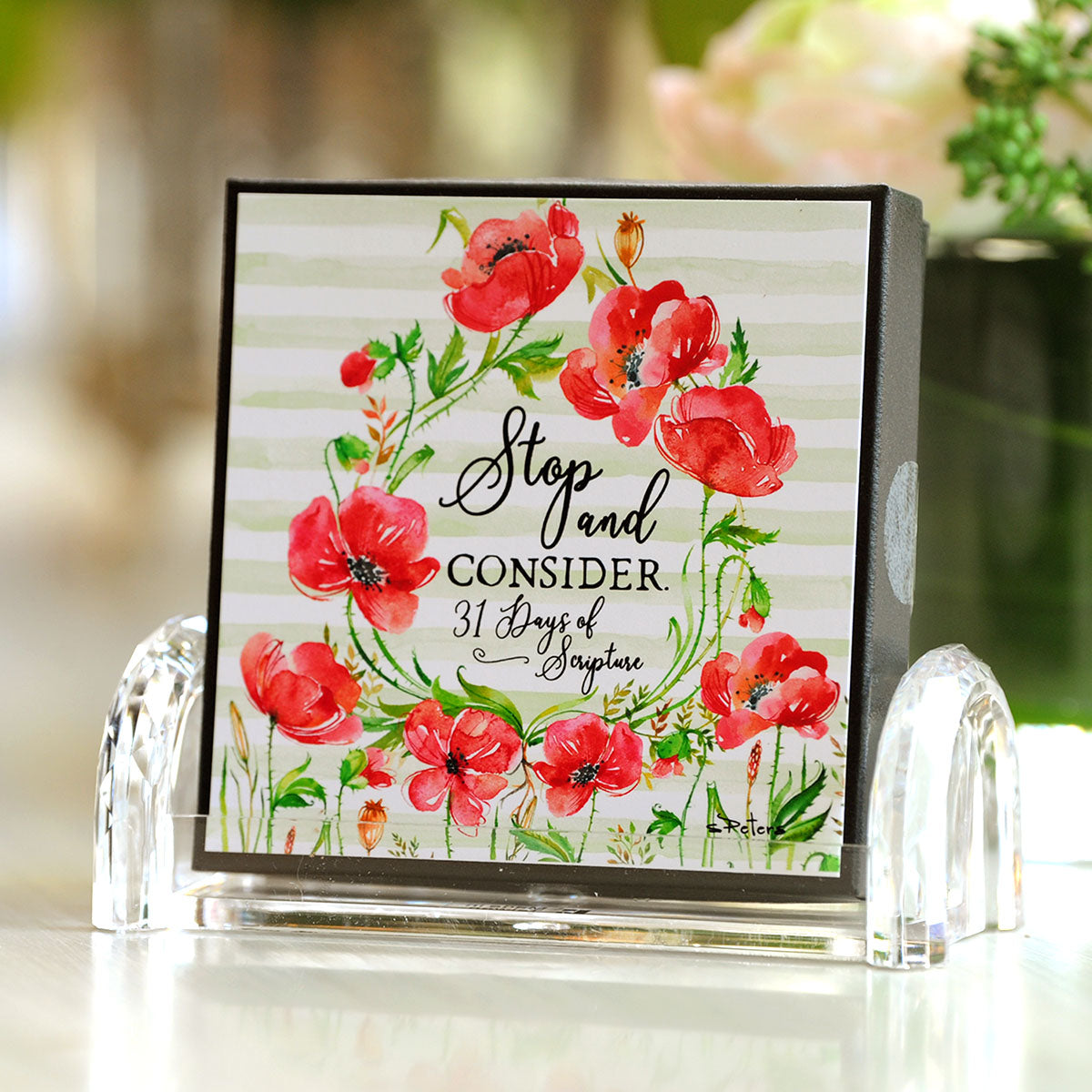 Stop and Consider - 31 Days of Scripture - Boxed Mini Print Collection with Acrylic Holder