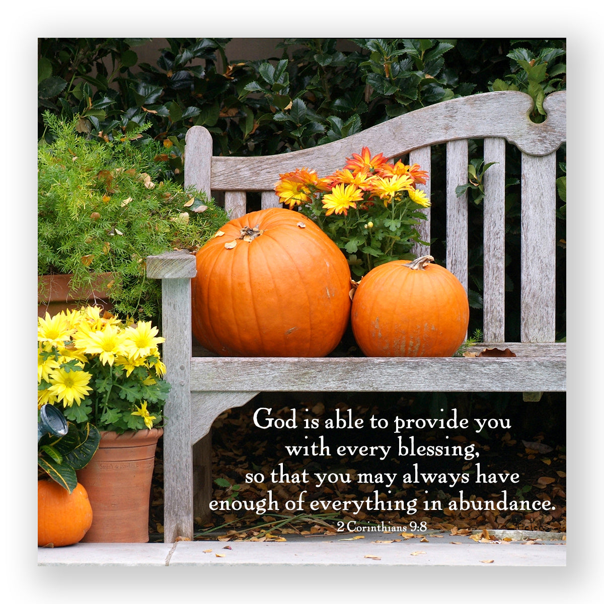 Pumpkin Bench (II Corinthians 9:8) - Mini Print