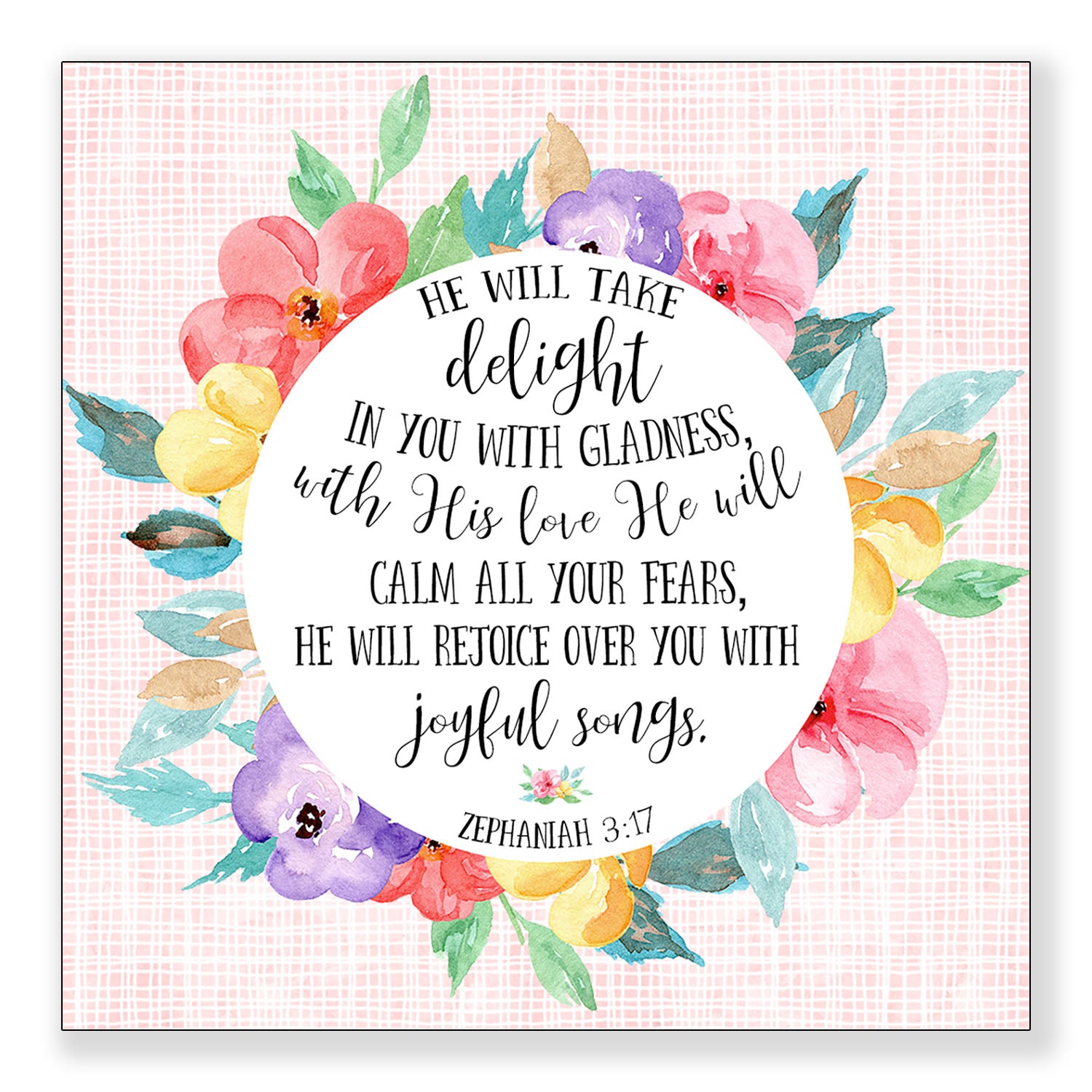 He Will Take Delight (Zephaniah 3:17) - Frameable Print