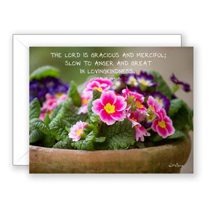 Primrose Pot (Psalm 145:8) - Encouragement Card (Blank)