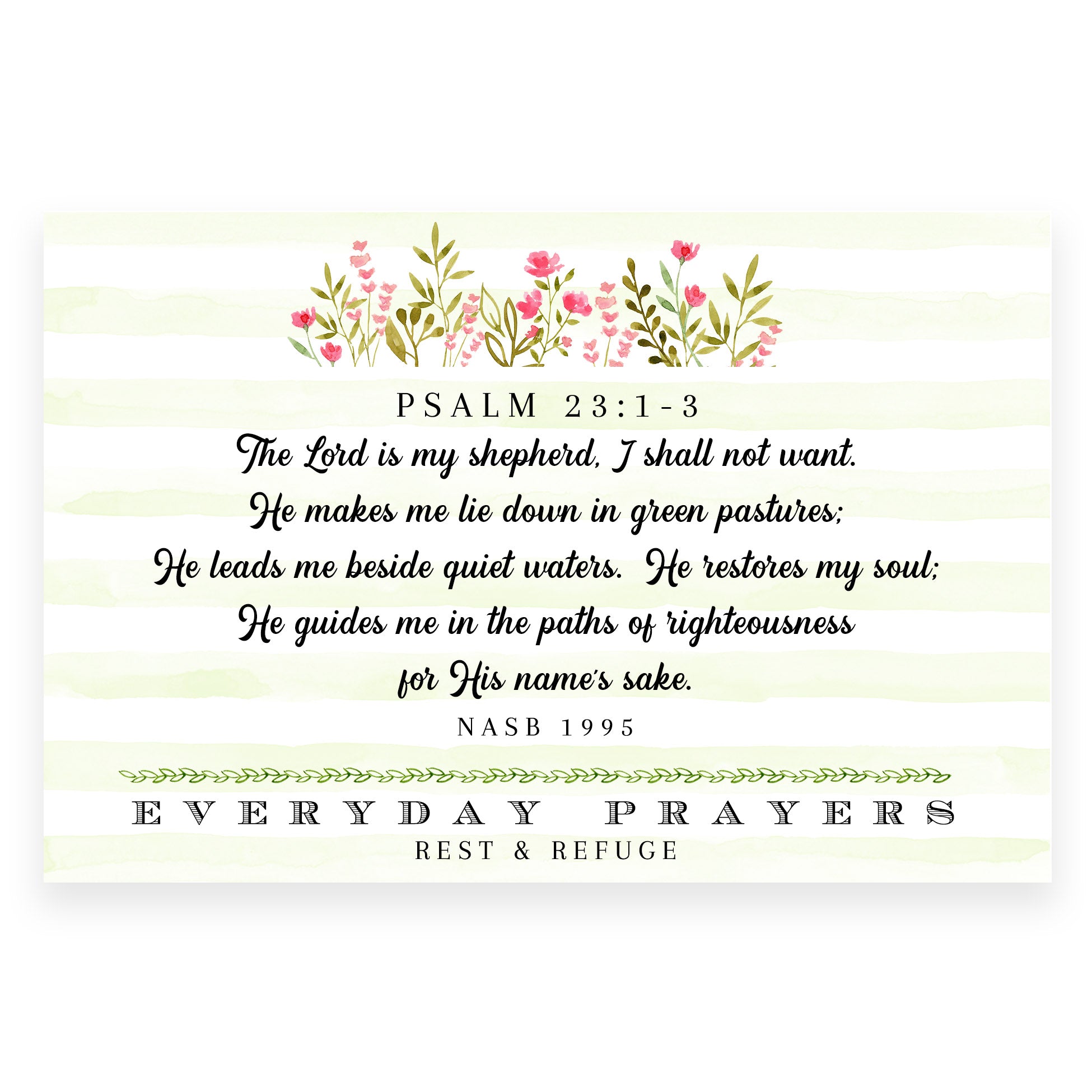 The Lord Is My Shepherd (Psalm 23:1-3) - Everyday Prayer Card